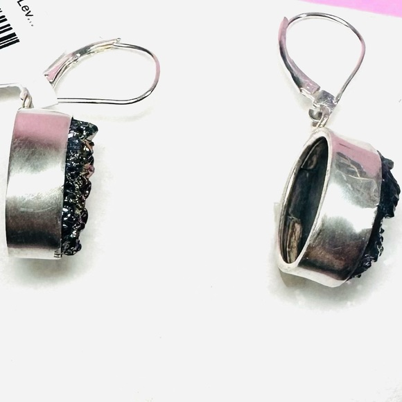 NWT Rainbow Druzy Sterling Silver Leverback Earrings - Picture 4 of 7